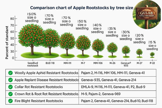 Grafic comparativ al portaltoilor pentru măr - dimensiuni și tipuri de portaltoi de la seedling la pitici